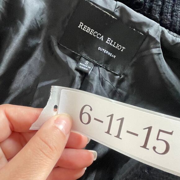 Rebecca Elliot Jacket Womens Small Black Faux Leather Asymmetrical Zip Rib Trim - Picture 3 of 8